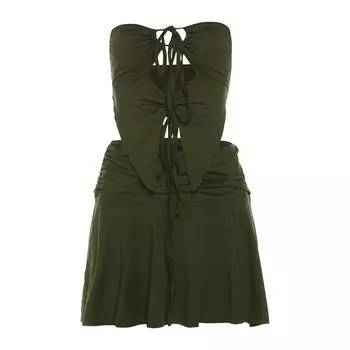 Sisjuly Gypsy Seaweed Green off-Neck Tube Top Army Green S