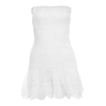 Sisjuly Smocking Silm Layering Strapless Dress White S