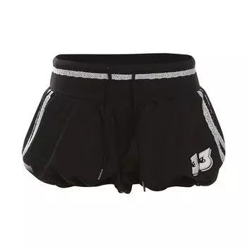# Sisjuly# Young Adult Sports Style Vintage Stripe Slimming Shorts Women s Casual Easiest for Match High Waist A- line Floral Bag Pants Black S