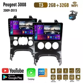 Система GPS-навигации для Peugeot 3008 2009-2015, 2 Din, Android, Wi-Fi, автомобильный мультимедийный плеер, авто стерео, FM-радио, головное устройство 2 + 32 ГБ 1+16GB,A