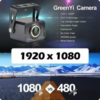 Система GreenYi AHD1080P PAL Авиационная 4-контактная головка Кабель Объектив Fisheye HD Автомобильная камера заднего вида Ночное видение Автомобильный Реверс GP555 Golden Lens