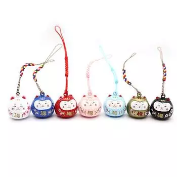 Система исцеления Lucky Cat Water Tone Bell Мобильный телефон Подвеска Ключ Подвеска розовый