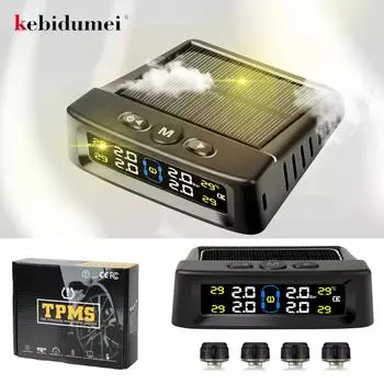 Система контроля давления в шинах автомобиля на солнечных батареях, 4 датчика, интеллектуальное предупреждение о температуре и давлении в шинах