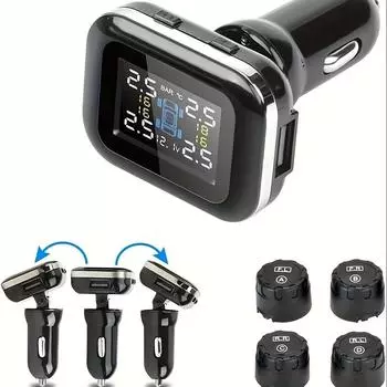 Система контроля давления в шинах Беспроводная солнечная система контроля давления в шинах TPMS Поставка Регулируемый угол отображения напряжения автомобиля Отображение в реальном времени