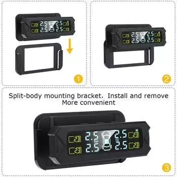 Система контроля давления в шинах, беспроводная TPMS на солнечной энергии с 5 режимами сигнализации, ЖК-дисплей с автоматической подсветкой
