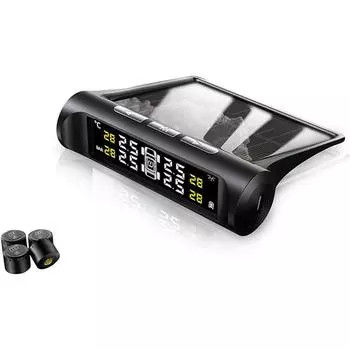 Система контроля давления в шинах Датчик солнечной зарядки TPMS Обнаружение давления в шинах Внешний детектор давления в шинах 9.5*8.5*2.7cm,External чёрный