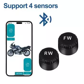 Система контроля давления в шинах мотоцикла с поддержкой Bluetooth TPMS Датчики давления в шинах Внешний датчик Android/IOS Автомобильный TMPS 2 Sensors