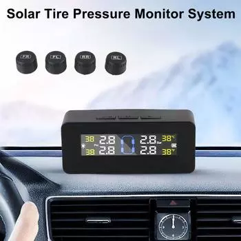 Система контроля давления в шинах Питание от солнечной батареи/USB Цифровой ЖК-дисплей 4 датчика Системы автоматической охранной сигнализации Монитор температуры в шинах Автомобильные TPMS exteral sensors