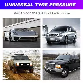 Система контроля давления в шинах Солнечная зарядка 7 режимов сигнализации Полноцветный экран Складная конструкция с 4 режимами сигнализации чёрный