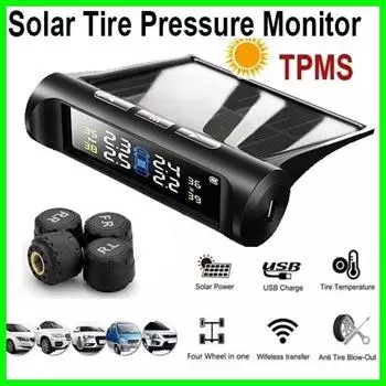 Система контроля давления в шинах Verison Solar Wireless TPMS с цветным ЖК-дисплеем/4 внешними датчиками USB And Solar Charging чёрный