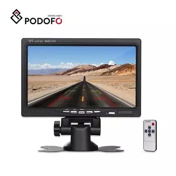 Система парковки автомобиля Podofo для грузовика RV Van Trail, вид сзади, обратный 7-дюймовый цветной ЖК-монитор с 2 видеовходами, 2 AV-входа для камеры заднего вида DVD VCD чёрный