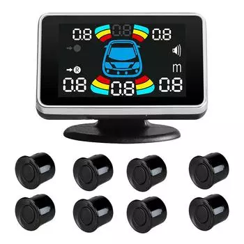 Система парковочных датчиков заднего хода с 8 парковочными датчиками, ЖК-дисплей 12 В, комплект помощи при движении задним ходом чёрный