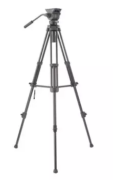 Система штатива с головкой Профессиональная модель начального уровня Съемная площадка Скользящая площадка Диаметр 65 мм Полусферическая головка Свободная головка Японский бренд Чехол в комплекте Видео чёрный