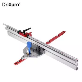 Система углового калибра Drillpro 450 мм с упором 600/800 мм и стопорной линейкой в сборе для настольной пилы, фрезерного станка, деревообрабатывающего инструмента