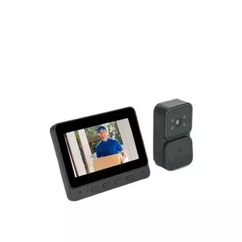 Система видеодомофона, видеодверной звонок HD 1080P с микрофоном HiFi для домашней безопасности, объектив 8 МП 70 °, двусторонняя внутренняя связь с питанием от батареи чёрный