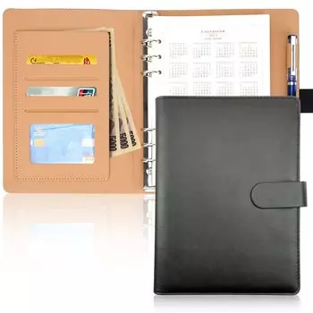 Системный блокнот A5 6 отверстий с отрывными листами из высококачественной искусственной кожи Tochigi, стандартный простой блокнот, горизонтальная линейка, деловой черный блокнот, расписание