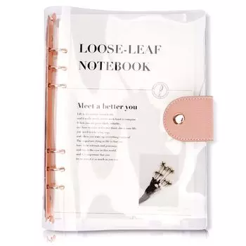 Системный блокнот формата А5 с 6 отверстиями, прозрачный переплет из ПВХ, простой блокнот с мягкой рамкой, горизонтальный линованный блокнот, прозрачный материал, расписание