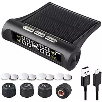 Системы контроля давления в автомобильных шинах, ЖК-дисплей, беспроводная солнечная сигнализация TPMS, безопасность шин с 4 внешними датчиками 16x13x4cm