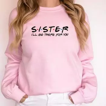 Sister Frineds ТВ-шоу Графический свитшот для женщин Хлопок Свободная уличная одежда с длинными рукавами Одежда в стиле Харадзюку BBF Женская одежда S бордовый