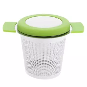 Ситечки для чая из нержавеющей стали, заварочный блок для заваривания листьев, свободный чайный фильтр с крышкой чёрный