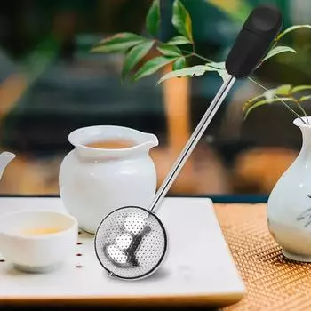 Ситечко для чая из нержавеющей стали 304, креативное вращающееся сферическое заварочное устройство с ручкой, набор фильтров в форме ложки, аксессуары для чая белый