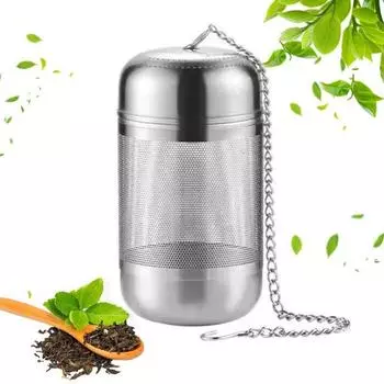 Ситечко для чая из нержавеющей стали, сито для заварки чая, мелкоячеистый чайный шарик с цепным крючком для листового чая, специй S