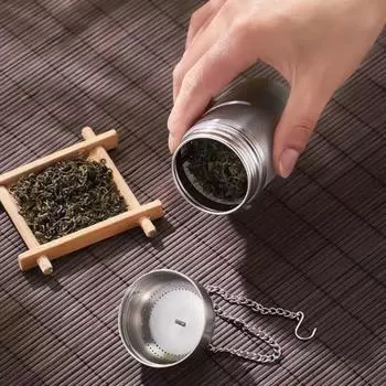 Ситечко для чая из нержавеющей стали, сито для заварки чая, мелкоячеистый чайный шарик с цепным крючком для листового чая, специй S