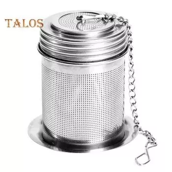 Ситечко для чая с подносом, подвесная цепочка, мелкоячеистая заварочная чашка из нержавеющей стали, мини-цилиндрическая заварочная машина, многоразовый чайник, чайные аксессуары серебряный