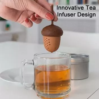 Ситечко для чая с ручкой, тонкая сетка, силиконовая резина, заварочный чайник для чая, мини-чайник в форме сосновой шишки, многоразовый фильтр для заваривания чая 1pc