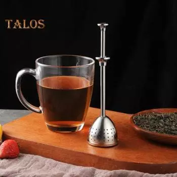 Ситечко для чая, заварочный чайник из нержавеющей стали, многоразовый, простой в использовании, с длинной ручкой, фильтр для чая с вкладышами, товары для дома серебряный