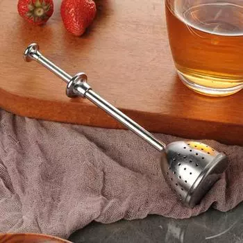 Ситечко для чая, заварочный чайник из нержавеющей стали, многоразовый, простой в использовании, с длинной ручкой, фильтр для чая с вкладышами, товары для дома серебряный