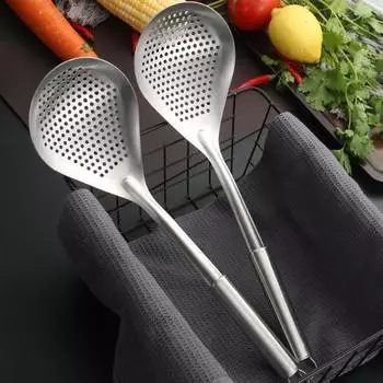 Ситечко для ложки, дизайн с плотными отверстиями, быстрая фильтрация, легко чистить, прочный сливной скиммер для приготовления пищи, кухонные принадлежности