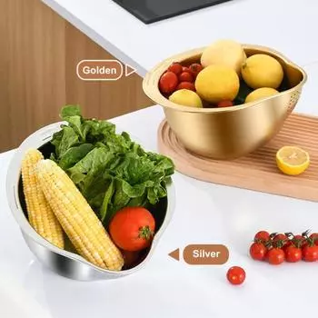 Ситечко для мойки риса из нержавеющей стали, чаша для быстрого дренажа, чаша для мытья риса, сито для риса, дуршлаг, сито для фруктов и овощей, кухонные инструменты серебряный