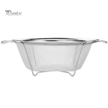 Ситечко для мытья риса с мелкой сеткой Puntos из нержавеющей стали, сито для фруктов и овощей, дуршлаг 20cm серебряный