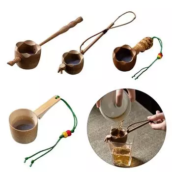 Ситечко для заваривания чая из бамбука с длинной ручкой для листового травяного и фруктового чая Экологичный чайный аксессуар D