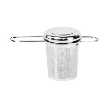 Ситечко для заваривания чая из нержавеющей стали с крышкой для листового чая Фильтр тонкой очистки для чайников, кружек, чашек Прочный Экологичный Легко мыть Посудомоечная машина серебряный