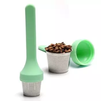 Ситечко для заваривания чая с ручкой из пищевого сита из тонкого сита из нержавеющей стали, инструменты для чайной посуды, ситечко для кухни, аксессуары светло-синий