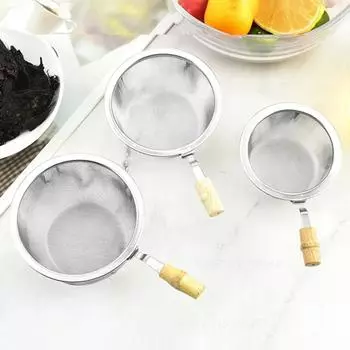 Ситечко для заваривания листового чая с деревянной ручкой Чайная утварь Фильтр для чая Соевое молоко S