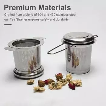 Ситечко для заварки чая из нержавеющей стали с крышкой для мелкоячеистого фильтра для листового чая