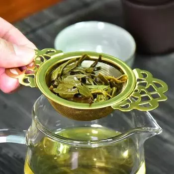 Ситечко для заварки чая из нержавеющей стали, мелкоячеистый диффузор для чая с двойными ручками для листового чая серебряный