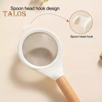 Ситечко-ложка, двойной крючок, дизайн, фильтрация, антикоррозийный полезный портативный дуршлаг для просеивания муки, кухонный инструмент для выпечки, аксессуары для приготовления пищи 1pc