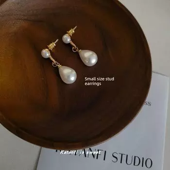 Siteng Jingtian Retro Cheongsam Han Dynasty Earrings Female Pearl Small size pearl white stud earrings
