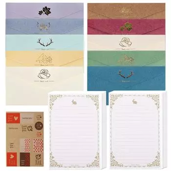 Sitengle Letter 10 Craft Antique Foil Благодарственные письма Набор, Конверты, Цвета, Канцелярские товары, Письма, Бумага, Стиль, Простой, Стильный, Штамповка,