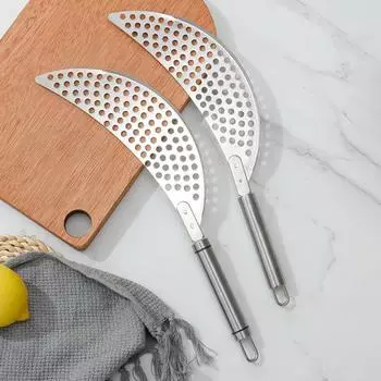 Сито для кастрюли с ручкой, дуршлаг из нержавеющей стали, корзина для кастрюли, антикоррозийная форма в форме полумесяца, лапша, паста, фрукты, овощи, пищевые сита для дома B