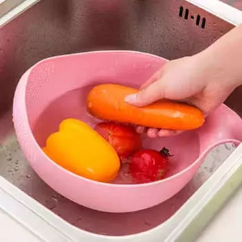Сито для мойки риса, дуршлаг, сито для киноа с ручкой, кухонное сито для риса, овощей, фруктов, очиститель, пластик, большой розовый