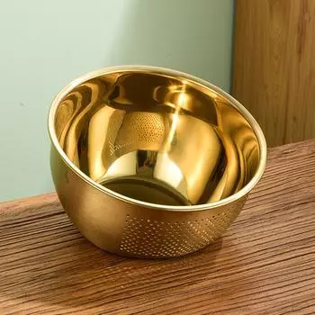 Сито для мытья риса из нержавеющей стали, креативная наклонная миска, бытовая кухня, корзина для мытья риса и овощей One Size золотой