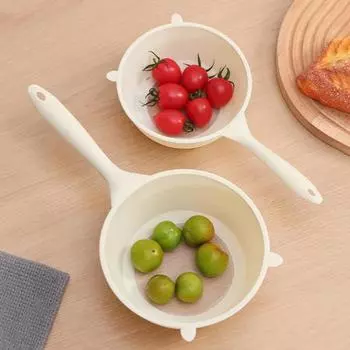 Сито для мытья риса, удобный прочный дуршлаг для мытья овощей и фруктов с мелкими отверстиями для домашней кухни S белый