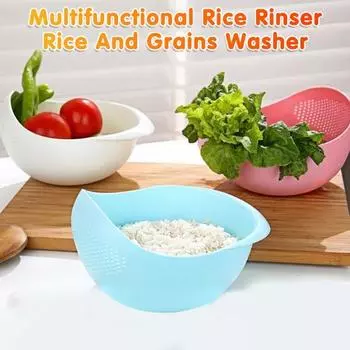 Сито для промывки риса емкостью 24 унции, без содержания бисфенола А, фруктовая чаша с ручкой, многофункциональное синий