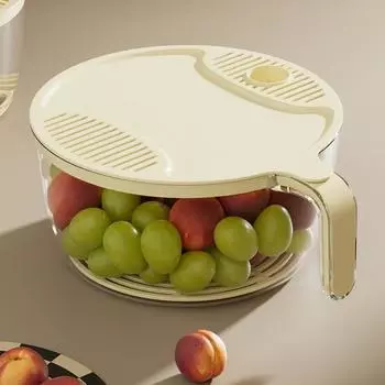 Сито для риса, не пропускающее BPA, универсальное, большой емкости, многоразовое для мытья риса с крышкой, кухонная раковина, сливная корзина, кухонный аксессуар L белый