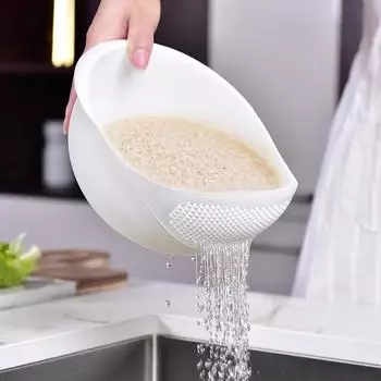 Сито для риса, пластиковый дуршлаг, кухонная сливная корзина с ручками, сито для чаши для риса, корзина для слива раковины, кухонные инструменты зелёный